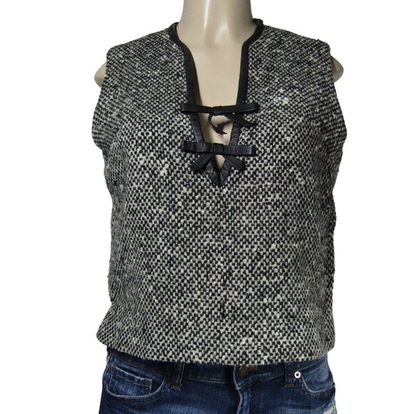 VTG 70s TWEED M Academia PREPPY Cropped Black Collegiate Retro Gossip girl Vest - Picture 1 of 7